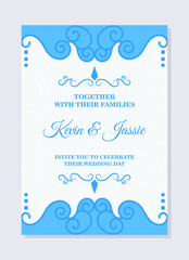 Flat retro wedding invitation template