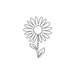 Fototapeta premium One continuous line drawing of beauty fresh bellis perennis for wall decor art poster. Printable decorative daisy flower concept for fabric textile. Modern single line draw design vector illustration