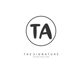 T A TA Initial letter handwriting and signature logo. A concept handwriting initial logo with template element.