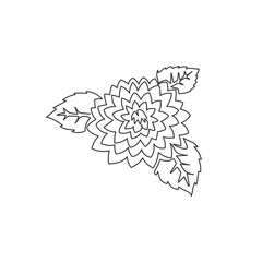 One single line drawing of beauty fresh dahlia for garden logo. Printable decorative national Mexico flower concept for home wall decor poster. Modern continuous line draw design vector illustration