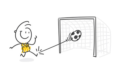 Strichfiguren / Strichmännchen: Fußball, Torschuss, Tor. (Nr. 552) © strichfiguren.de