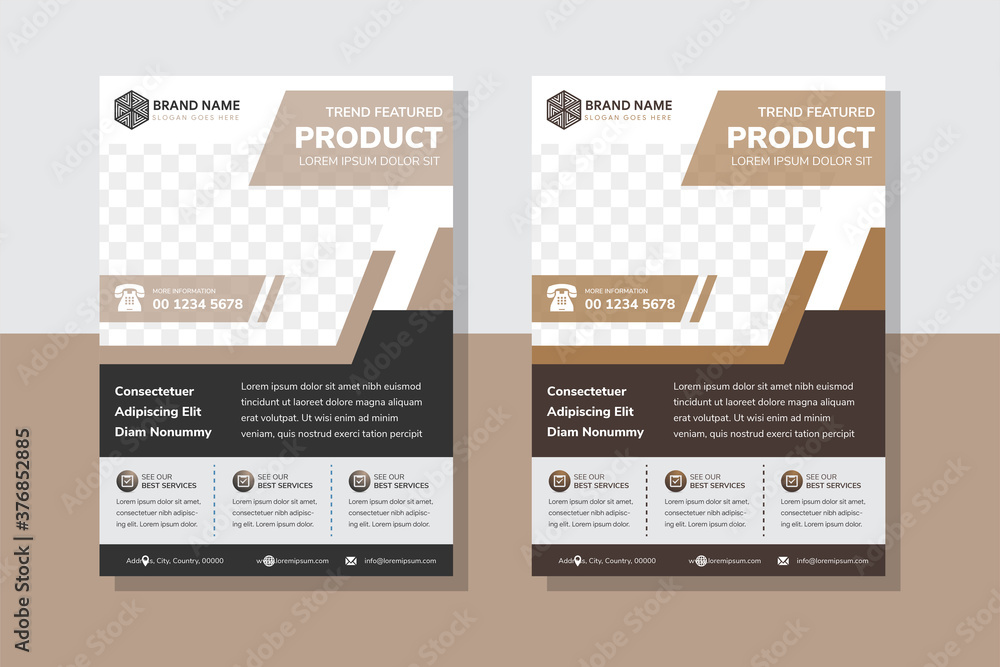 Aufkleber furniture product flyer design template use vertical layout with space for photo use diagonal shape.