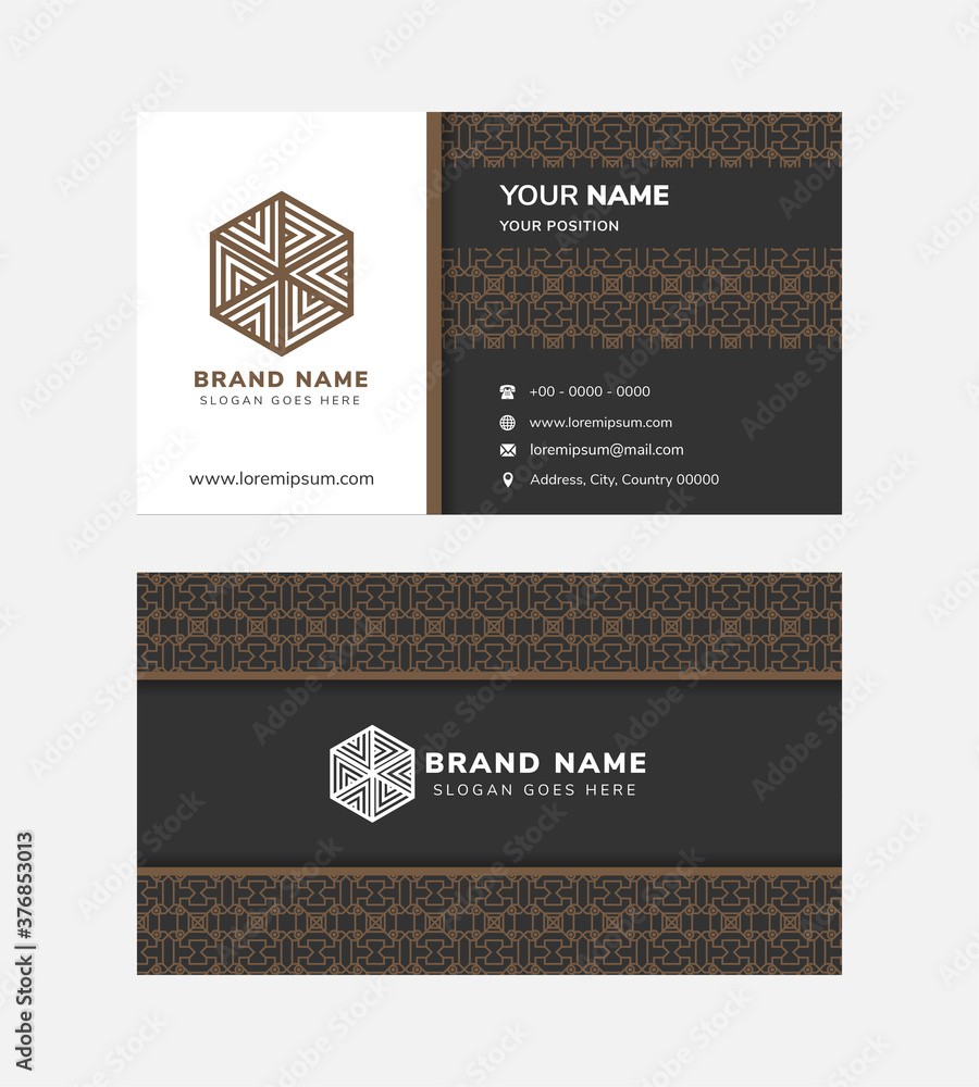 Poster modern, simple & luxury standard business card design template with abstract line geometric pattern 