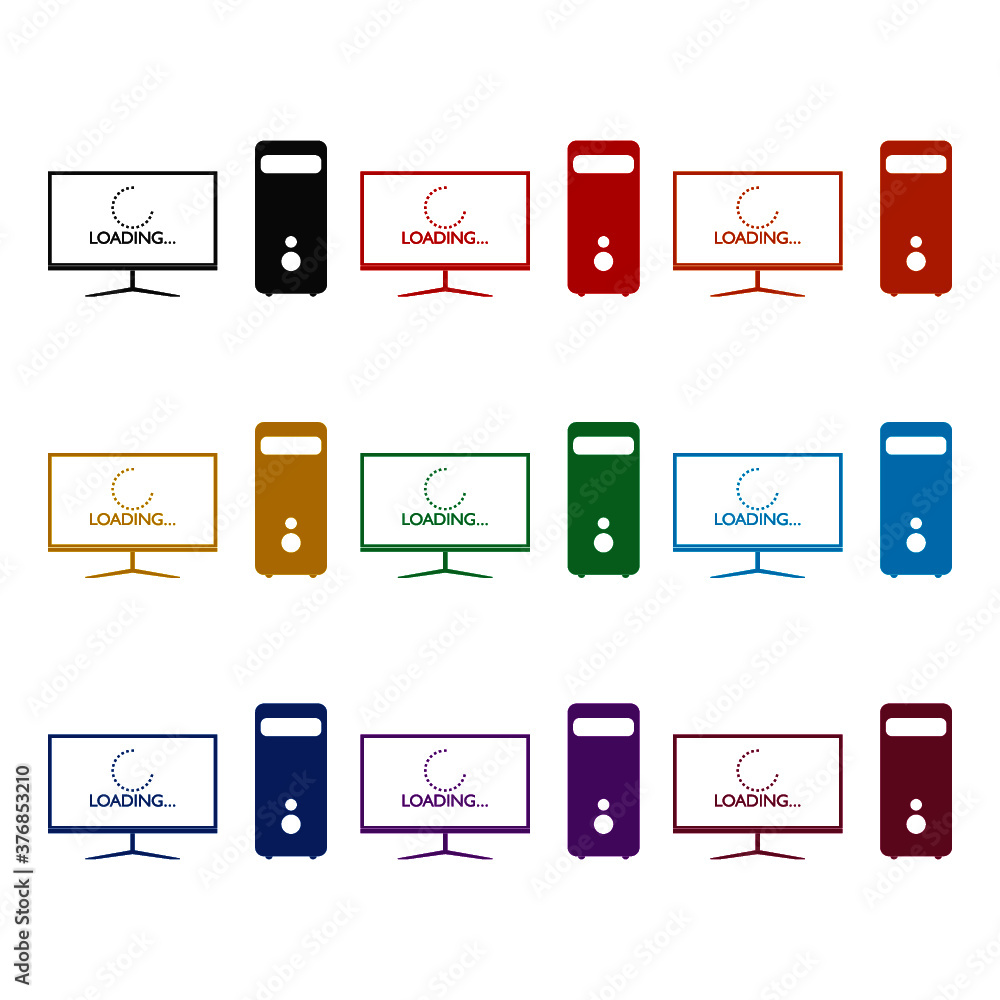 Poster loading computer update icon, color set