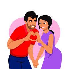 Obraz premium Couple in love. Man and woman embracing each other affectionately. Characters for the feast of Saint Valentine. Vector illustration in cartoon style