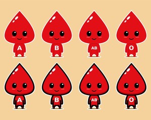 Cute blood types. Illustration vector