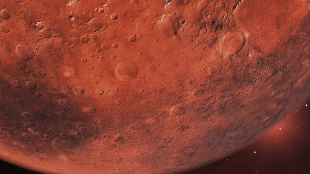 Mars Rotating In Space 4K. 3d animation