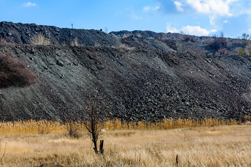 Slag heaps near the iron quarry. Mining industry
