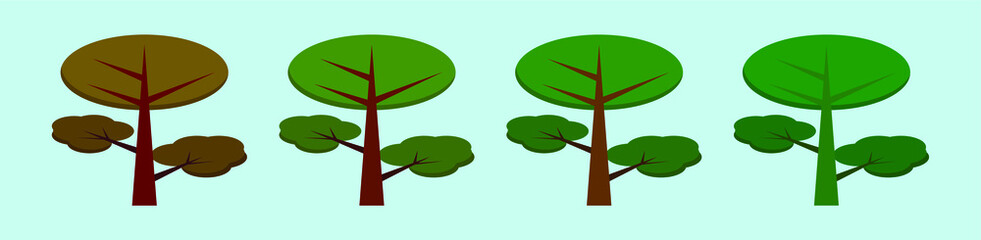 set of tree cartoon icon design templates with various examples. vector illustration