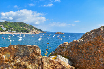 Costa brava, sea and rocks in Tossa de Mar.