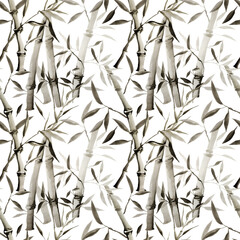 Seamless pattern bamboo watercolor painting