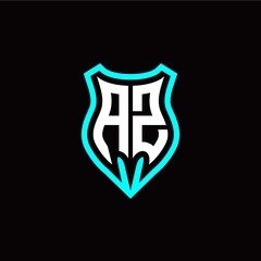Initial A Z letter with shield modern style logo template vector