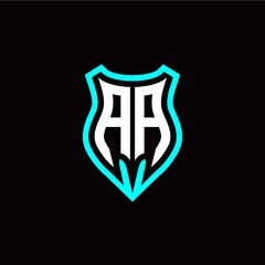 Initial A A letter with shield modern style logo template vector