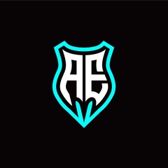 Initial A E letter with shield modern style logo template vector