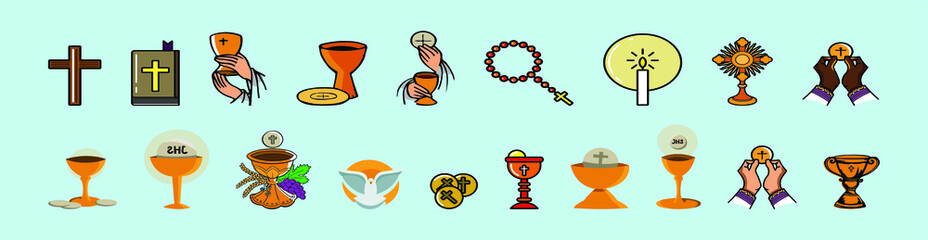 set of eucharist cartoon icon design template with various model. vector illustration
