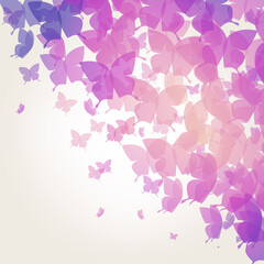Pink and purple butterflies on cream background - vector design