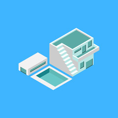 Fototapeta premium Modern Isometric Industrial Factory and Warehouse Logistic Building, Suitable for Diagrams, Infographics, Illustration, And Other Graphic