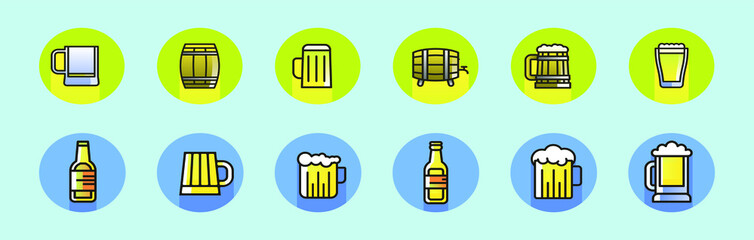 set of beer icon design template with various models. vector illustration