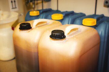 Canister with liquid in a laboratory