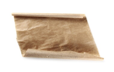 Cardboard paper scrap isolated on white background, top view