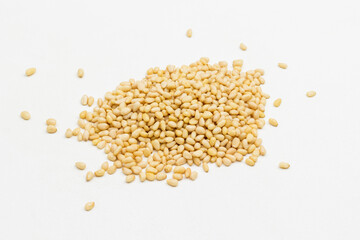 Bunch of peeled pine nuts.