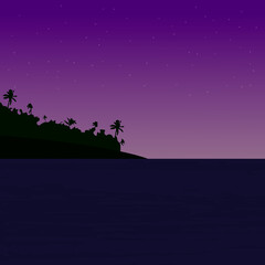 Naklejka na ściany i meble A Beautiful Ocean Sunset, Sunrise with Palm Tree. - Vector EPS 10
