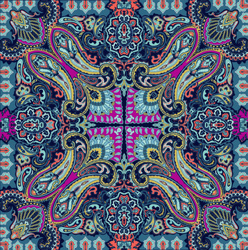 Traditional ornamental floral paisley bandanna,Paisley floral scarf design