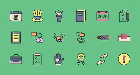 International Presidents Day Set Line Vector Icons. Contains such Icons as Hat, President, Voting, USA, Flag, Elections, Government, Ballot, Box, Check, Politics and more Editable Stroke 32x32 Pixels