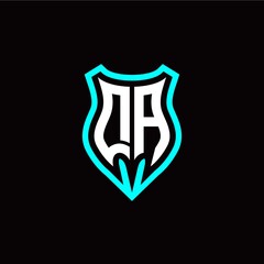 Initial D A letter with shield modern style logo template vector