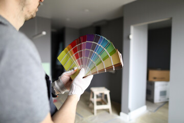 Palettes with paints for home color renovation