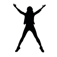 Silhouette Of Cheerful Girl