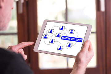 Social selling concept on a tablet
