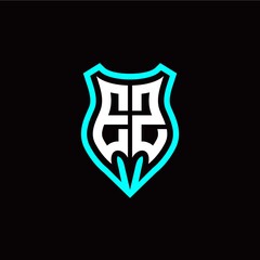 Initial E Z letter with shield modern style logo template vector