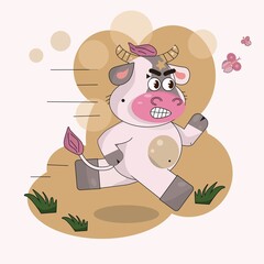 bull aggression runs with clenched teeth