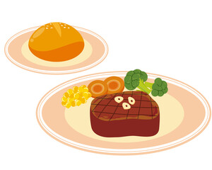 焼いたビーフステーキのベクターイラスト