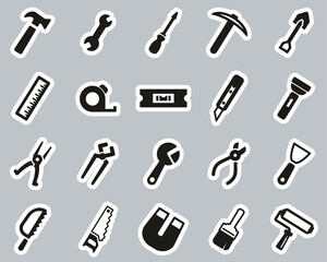 Tools Icons Black & White Sticker Set Big
