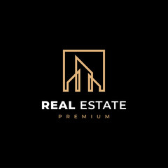 Luxury real estate logo line art design inspiration. vector illustration