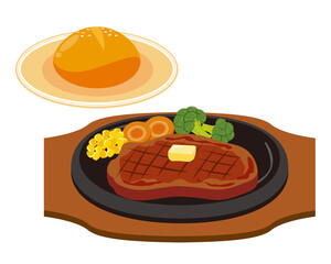焼いたビーフステーキのベクターイラスト