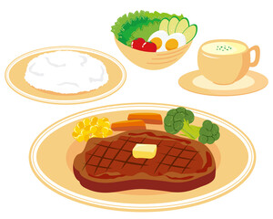 焼いたビーフステーキのベクターイラスト