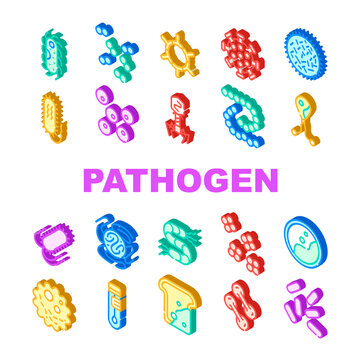 Pathogen Virus Disease Collection Icons Set Vector