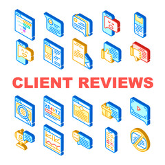Client Review Feedback Collection Icons Set Vector