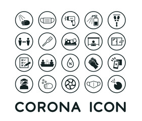 coronavirus /  shopping / presentative measures / icon combo / black and white
