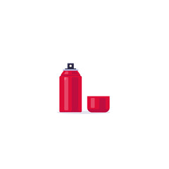 Body spray aerosol. Spray flat style vector. Red paint, or other graffiti color. Deodorant or other household chemicals, insecticide on white background.