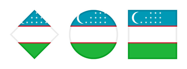 uzbekistan flag icon set. isolated on white background
