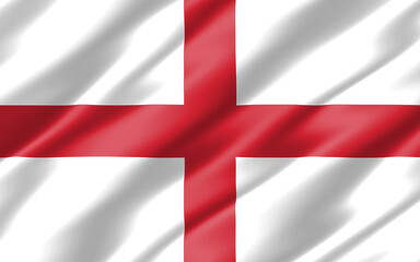 Obraz premium Silk wavy flag of England graphic. Wavy English flag illustration. Rippled England country flag is a symbol of freedom, patriotism and independence.