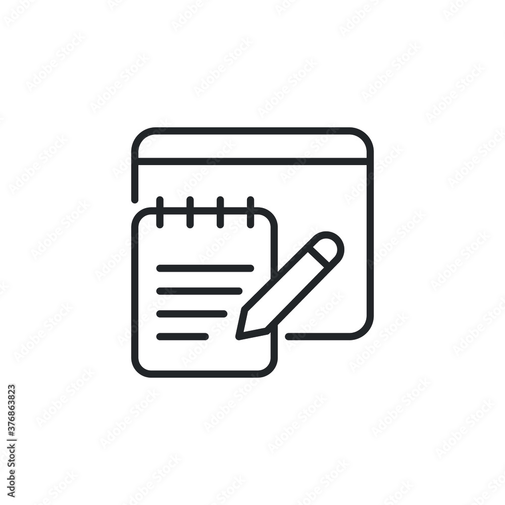 Aufkleber app note, notepad, taking, widget, writing, icon. notebook. take notes on sheet. element of journali