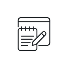 Fototapeta premium App note, notepad, taking, widget, writing, icon. Notebook. Take notes on sheet. Element of journalist mobile concept and web apps. Vector illustration. Design on white background. EPS 10