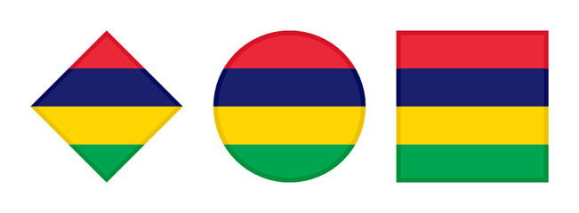 Fototapeta premium mauritius flag icon set. isolated on white background 