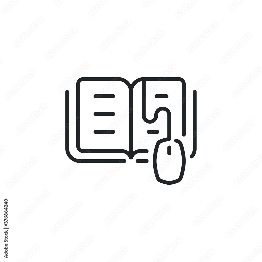 Poster digital online book or ebook with computer mouse click icon. e-book reader, electronic book with thi
