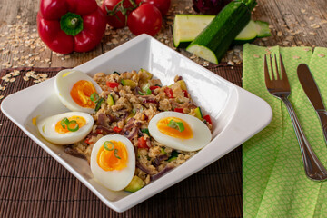 porridge with vegetables an eggs